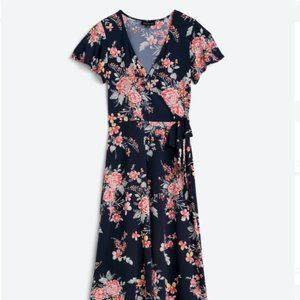 NWT Women's Medium Fortune & Ivy Irene Faux Wrap Dress Hi Lo Maxi
